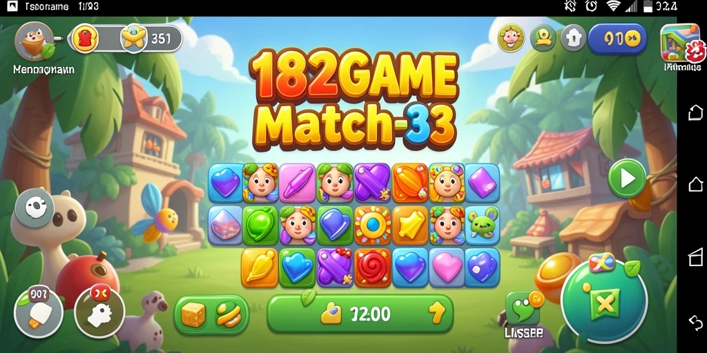 Tangkapan layar utama 182GAME yang menampilkan gameplay Match-3 yang menarik.
