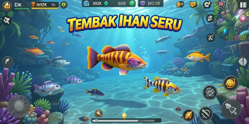 Screenshot gameplay 369ZK menampilkan perburuan ikan yang seru.