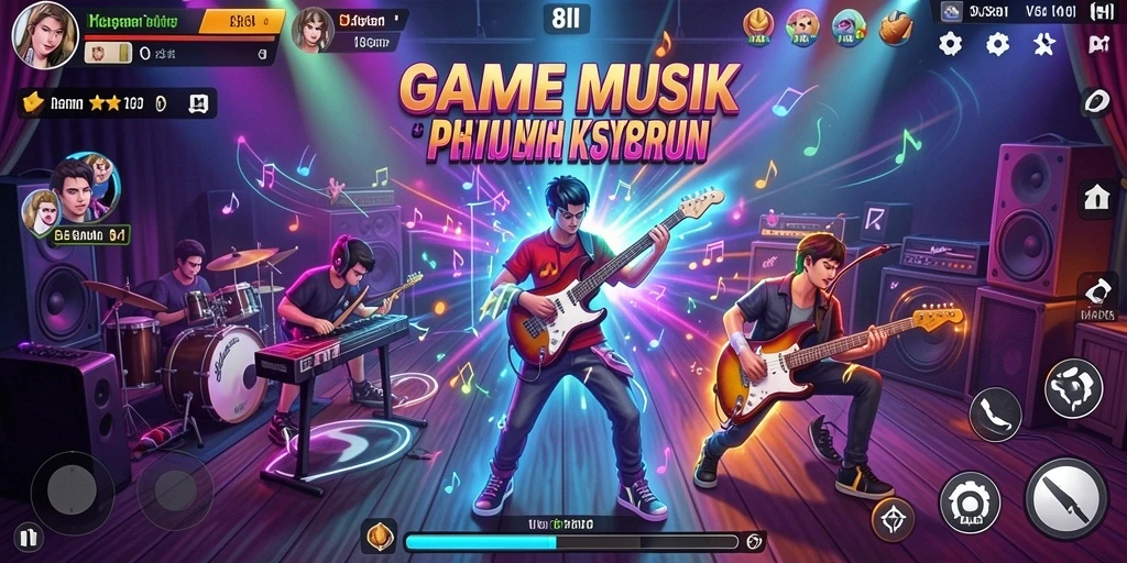 Tampilan grafis permainan 8II dengan irama musik yang menantang.