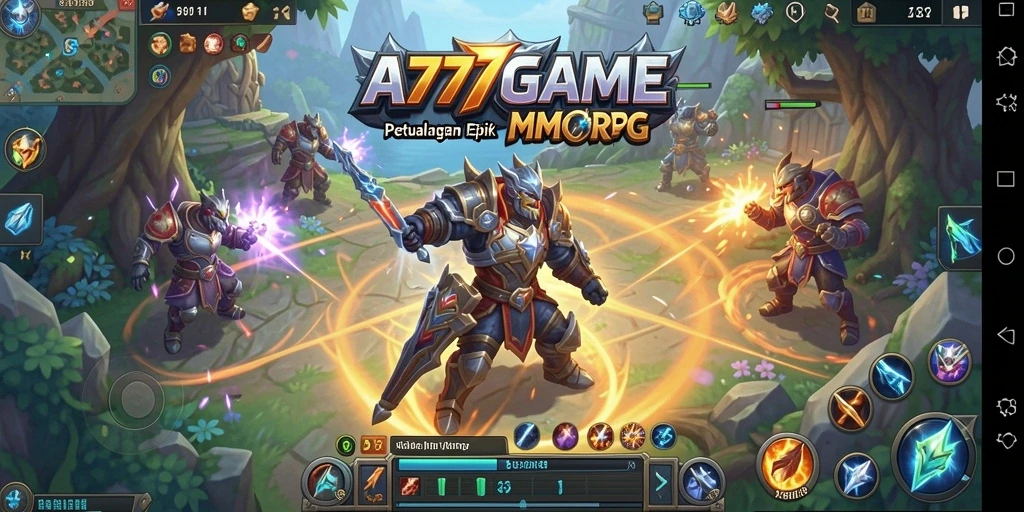 Screenshot A777GAME menampilkan pertarungan seru dalam dunia MMORPG.