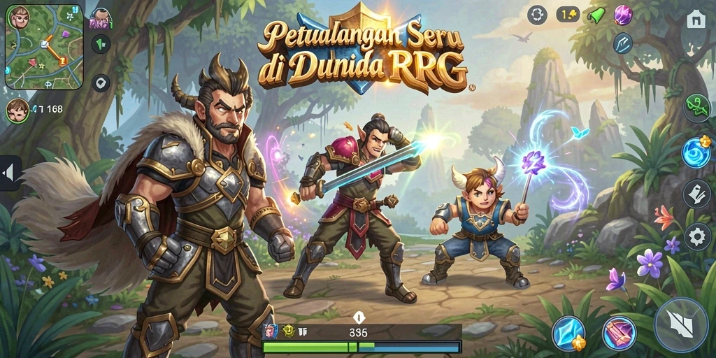 Screenshot gameplay <strong>CANVA168</strong> menunjukkan pertarungan epik di dunia RPG.