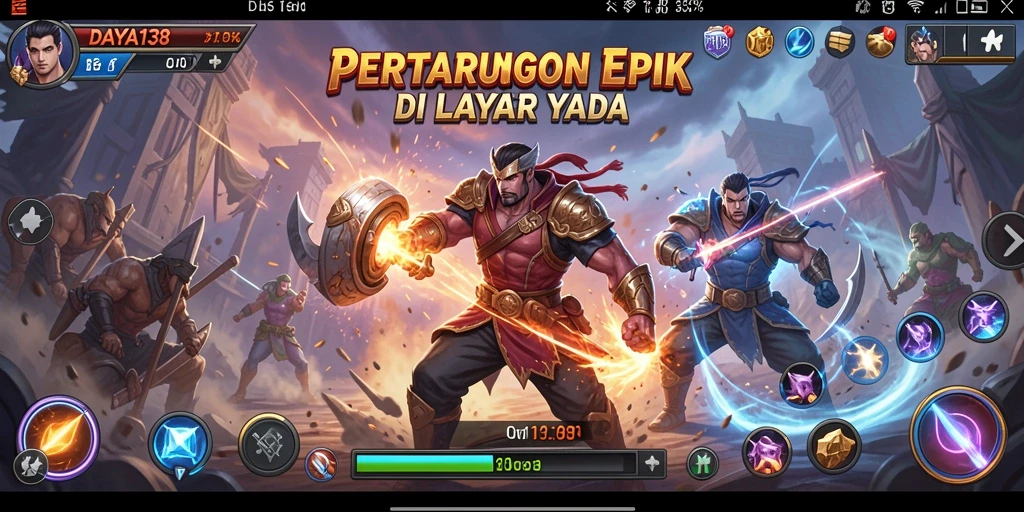 Tampilan gameplay DAYA138 dengan pertarungan dinamis dan karakter beragam.