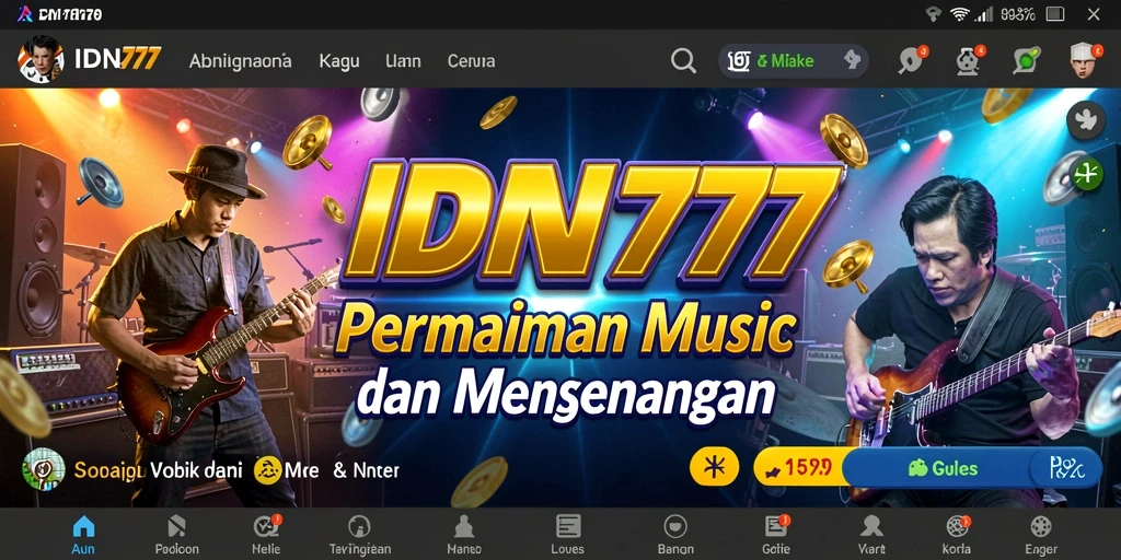 Tampilan gameplay IDN777 dengan berbagai pilihan lagu dan tantangan musik
