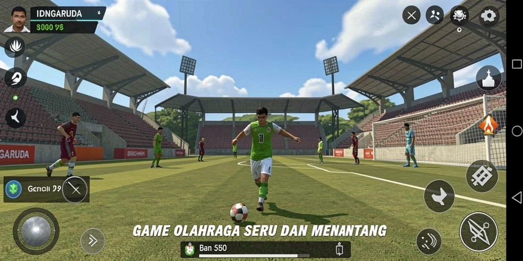 Screenshot gameplay IDNGARUDA menampilkan aksi seru dalam olahraga.