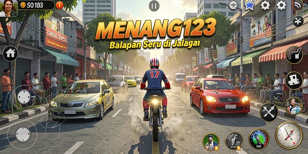 Screenshot MENANG123 menunjukkan momen seru dalam balapan.