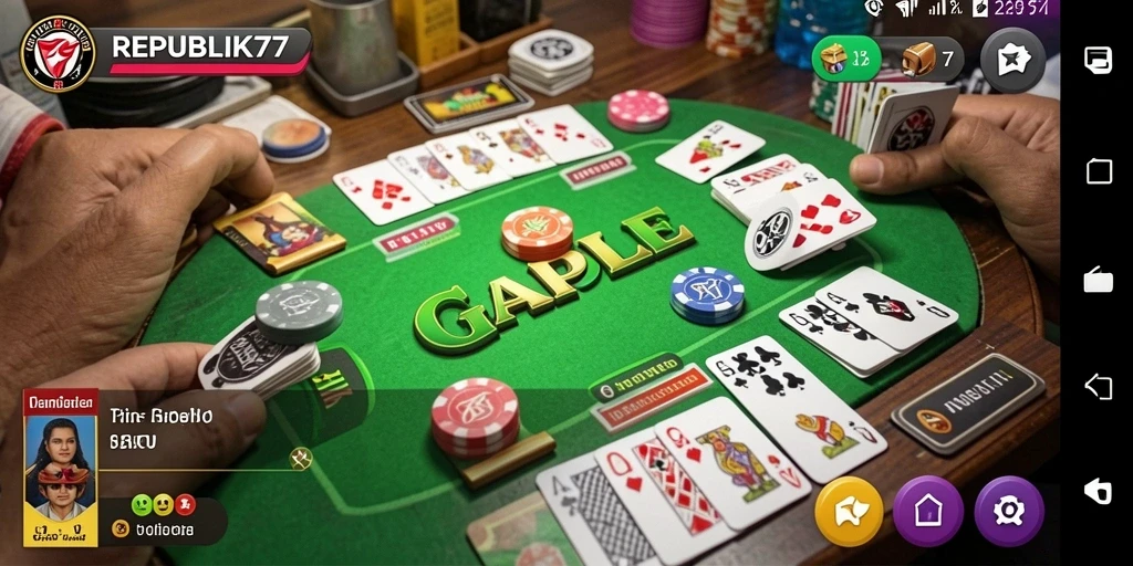 Tampilan menarik gameplay Gaple di REPUBLIK77.